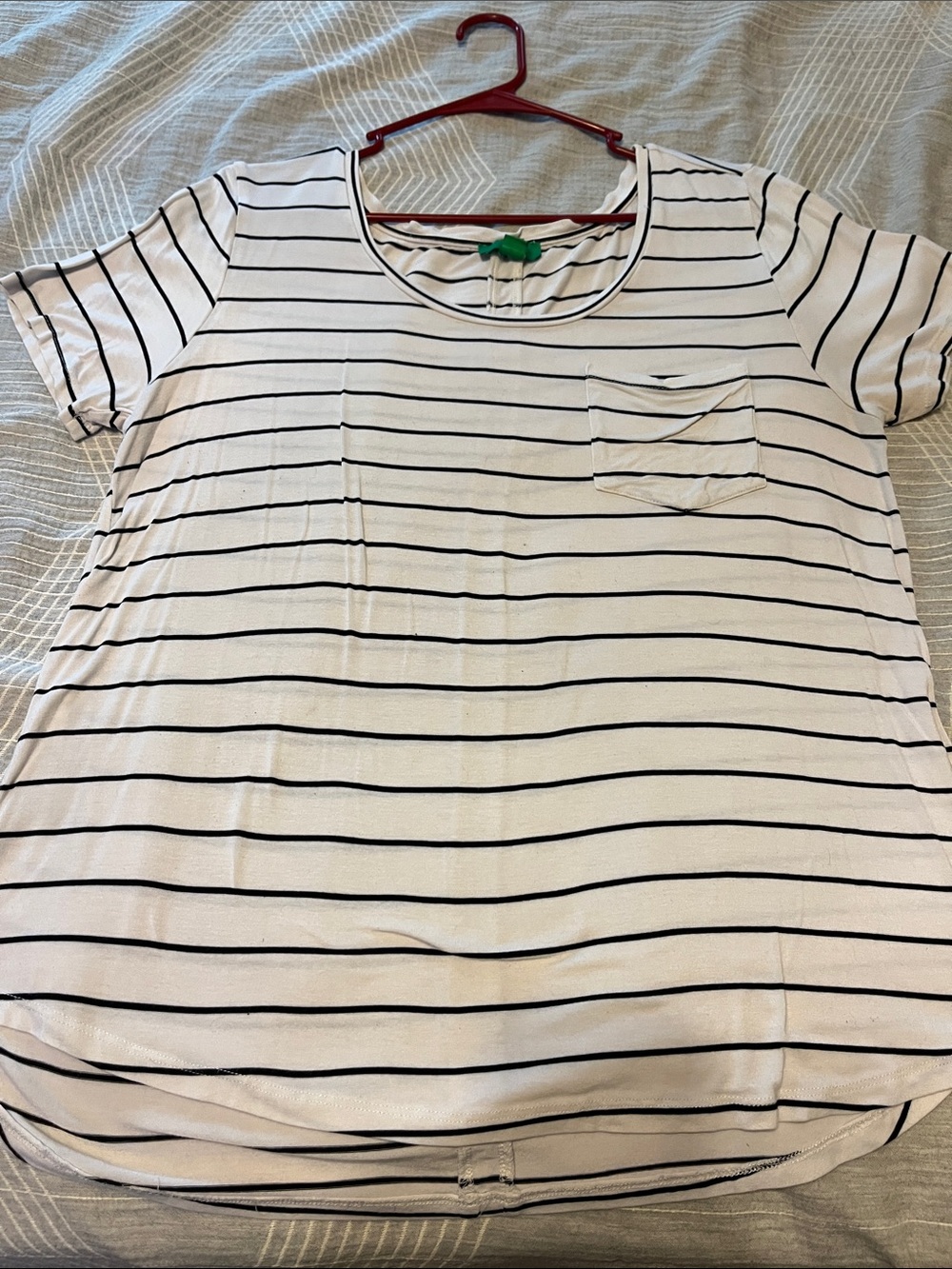 dip White Tee with Black Stripes and Pocket